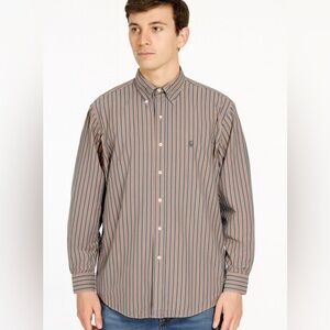 Ralph Lauren Polo Shirt Mens XL Striped Button Down 100% Cotton Classic Fit